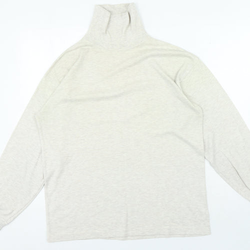 ANTARTEX Womens Beige High Neck Cotton Pullover Jumper Size M