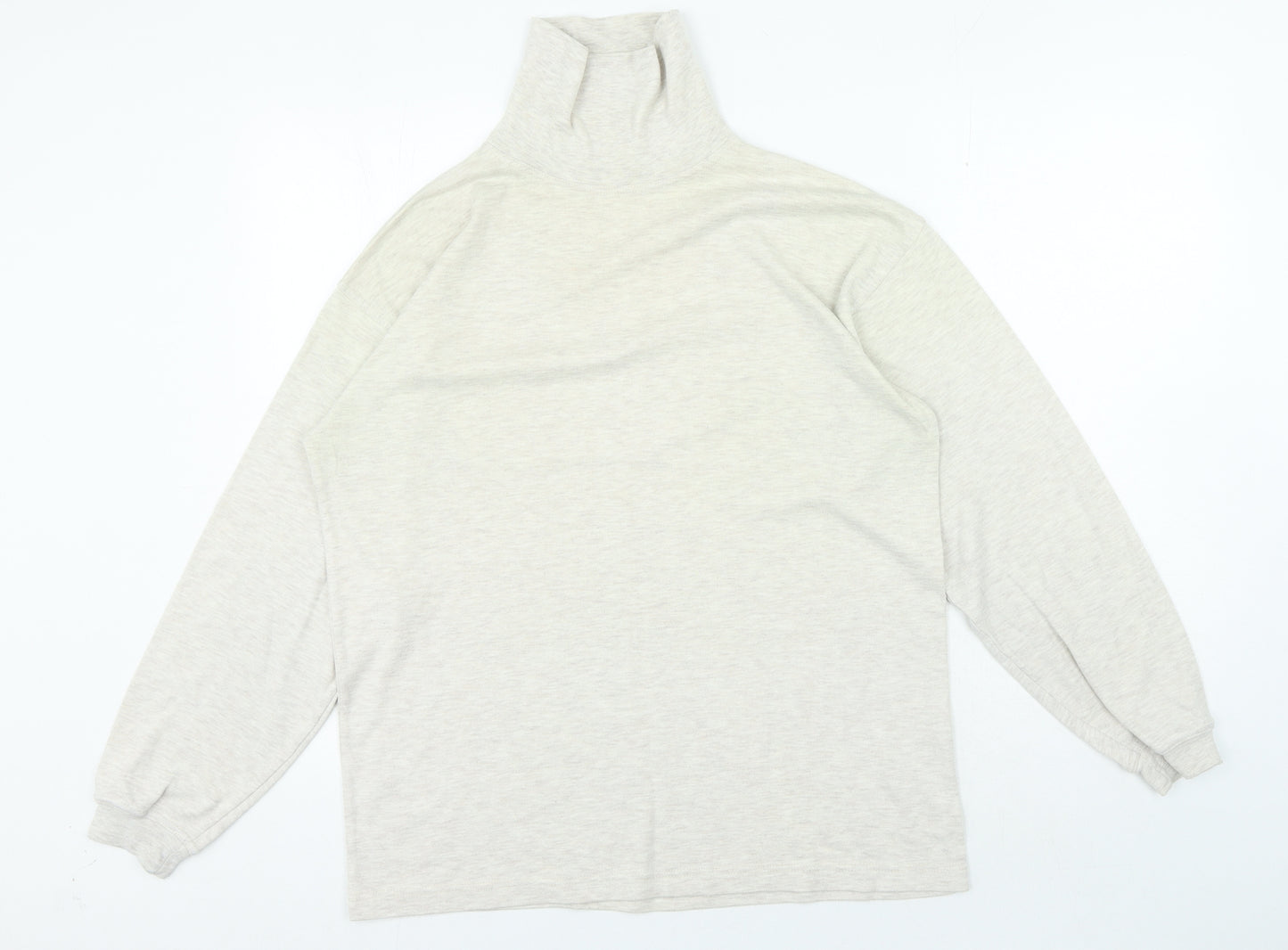 ANTARTEX Womens Beige High Neck Cotton Pullover Jumper Size M