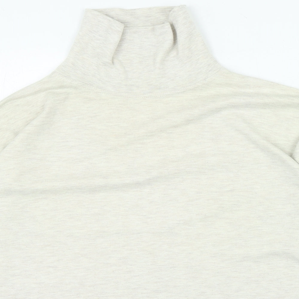 ANTARTEX Womens Beige High Neck Cotton Pullover Jumper Size M