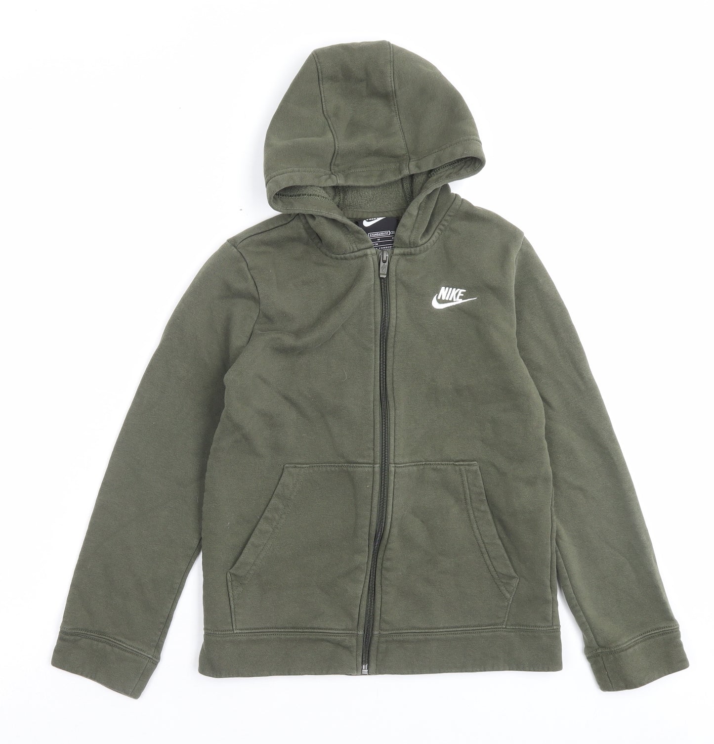 Nike Boys Green Cotton Full Zip Hoodie Size 11-12 Years