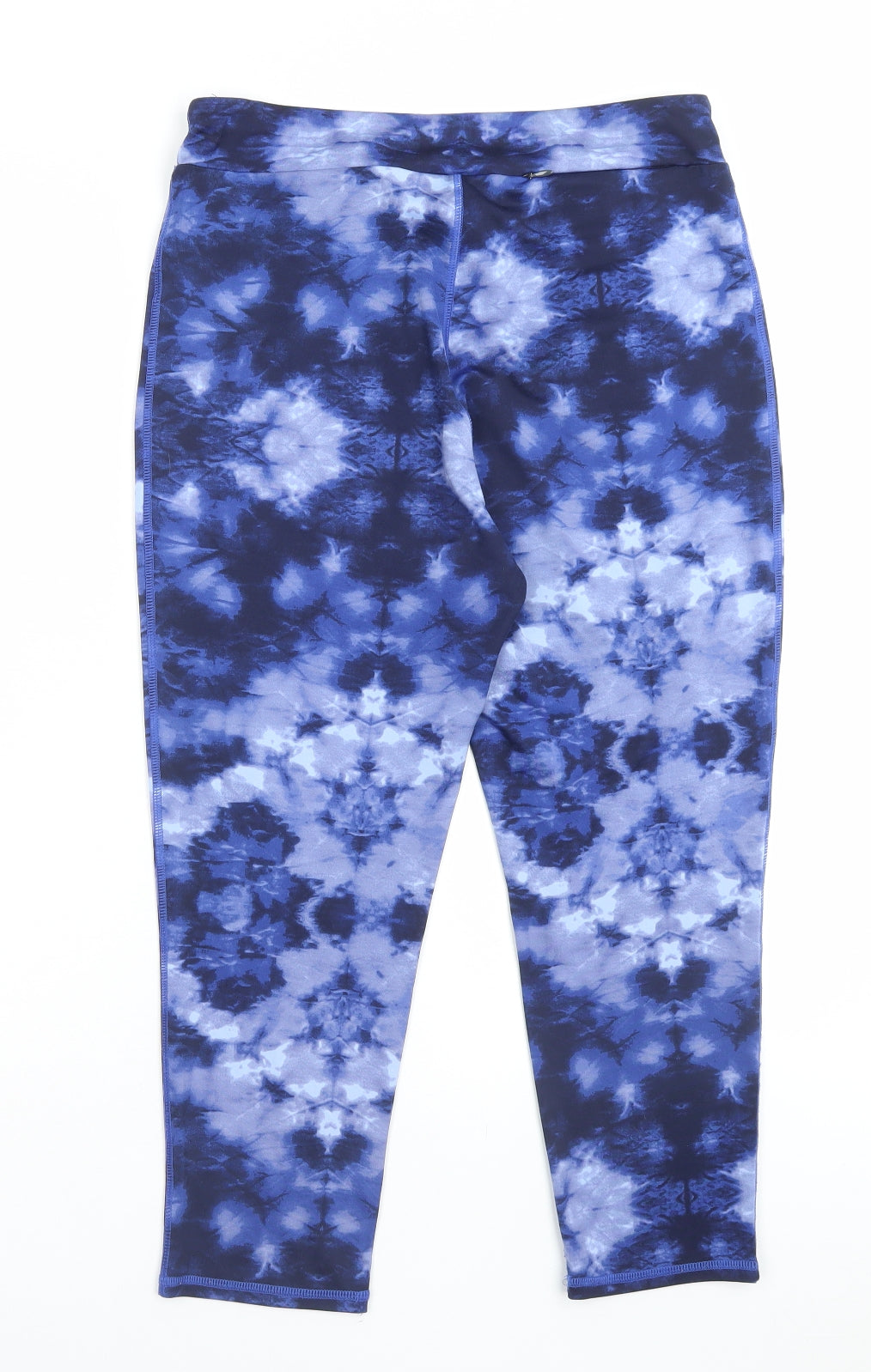 TU Womens Blue Geometric Polyester Cropped Leggings Size 12 L21 in Regular Pullover