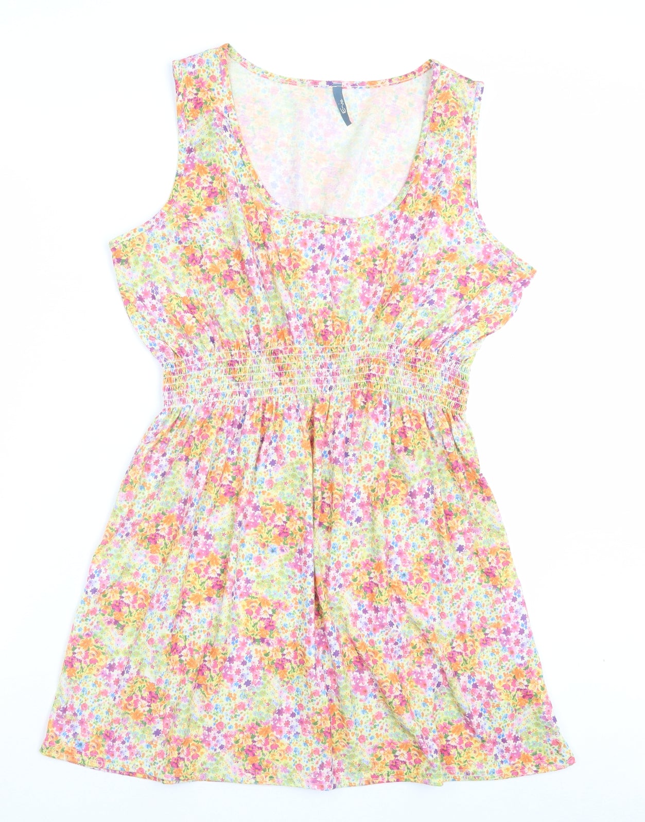 Evie Womens Multicoloured Floral Polyester A-Line Size 16 Scoop Neck Pullover