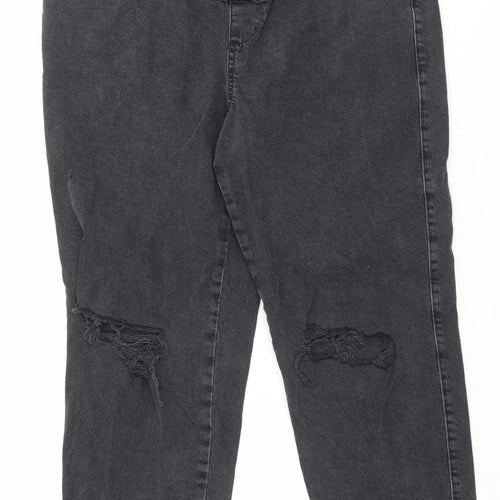 New Look Womens Black Cotton Straight Jeans Size 14 L29 in Regular