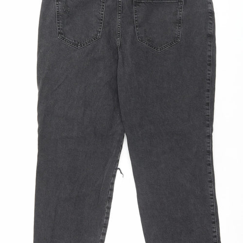 New Look Womens Black Cotton Straight Jeans Size 14 L29 in Regular