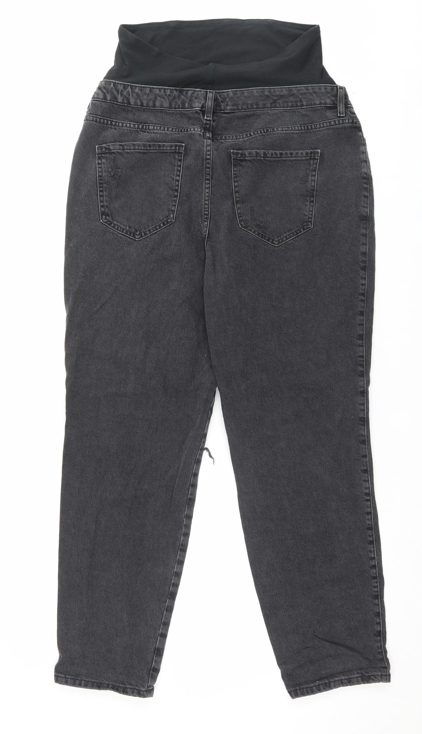New Look Womens Black Cotton Straight Jeans Size 14 L29 in Regular