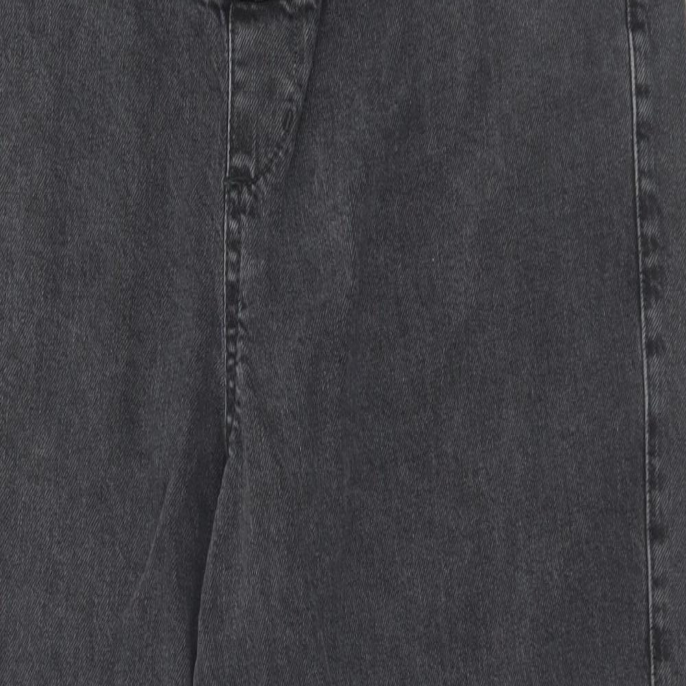 New Look Womens Black Cotton Straight Jeans Size 14 L29 in Regular