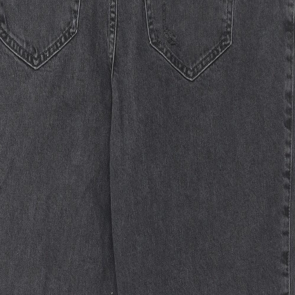 New Look Womens Black Cotton Straight Jeans Size 14 L29 in Regular