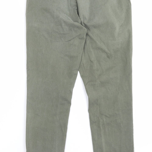 NEXT Mens Green Cotton Chino Trousers Size 32 L28 in Slim Button - Short Leg