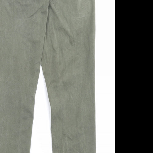 NEXT Mens Green Cotton Chino Trousers Size 32 L28 in Slim Button - Short Leg