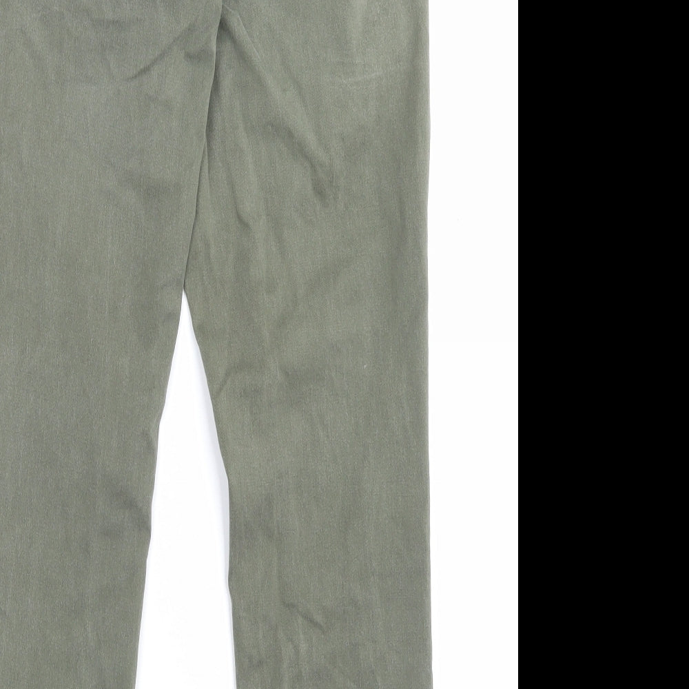 NEXT Mens Green Cotton Chino Trousers Size 32 L28 in Slim Button - Short Leg