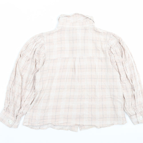 George Womens Pink Plaid Viscose Basic Button-Up Size 16 Collared - Puff Sleeves