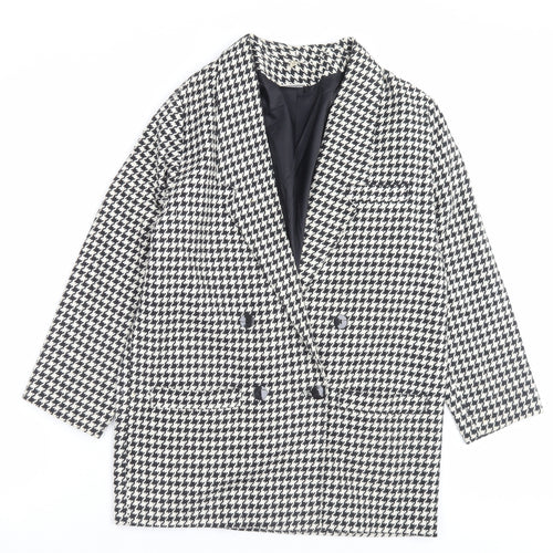 MARK ONE Womens Black Herringbone Jacket Blazer Size 14 Button