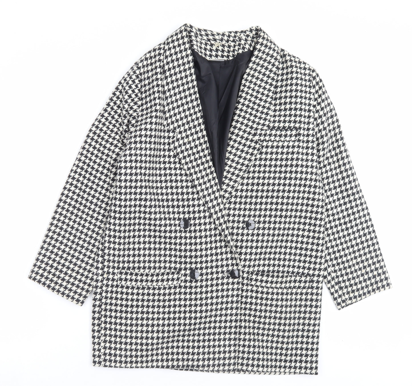 MARK ONE Womens Black Herringbone Jacket Blazer Size 14 Button