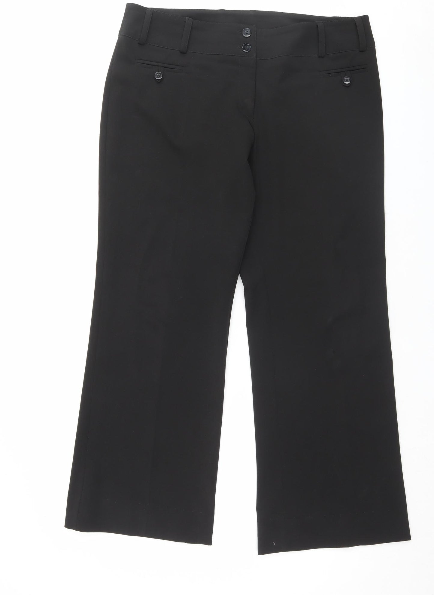 Florence + Fred Womens Black Polyester Trousers Size 16 L29 in Regular Button