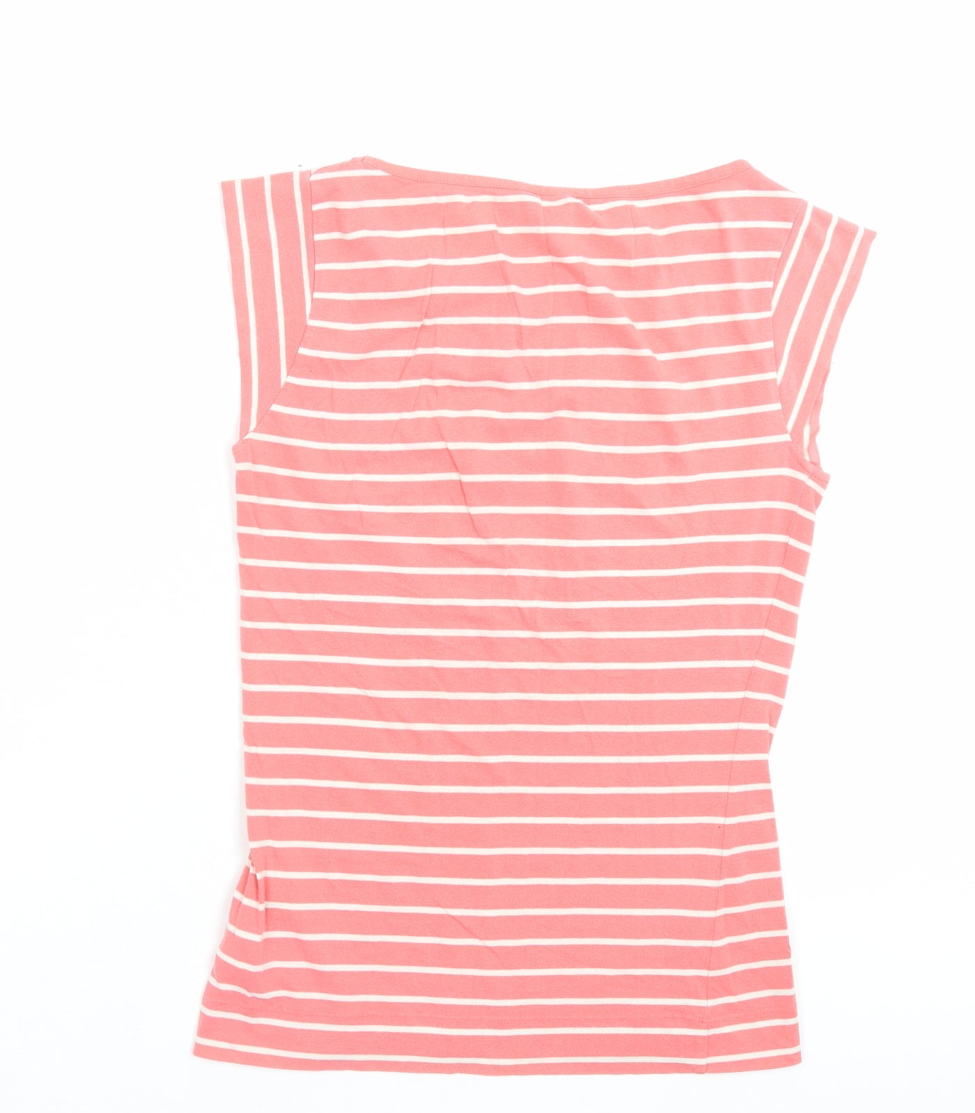 French Connection Womens Pink Striped Cotton Basic T-Shirt Size M Boat Neck