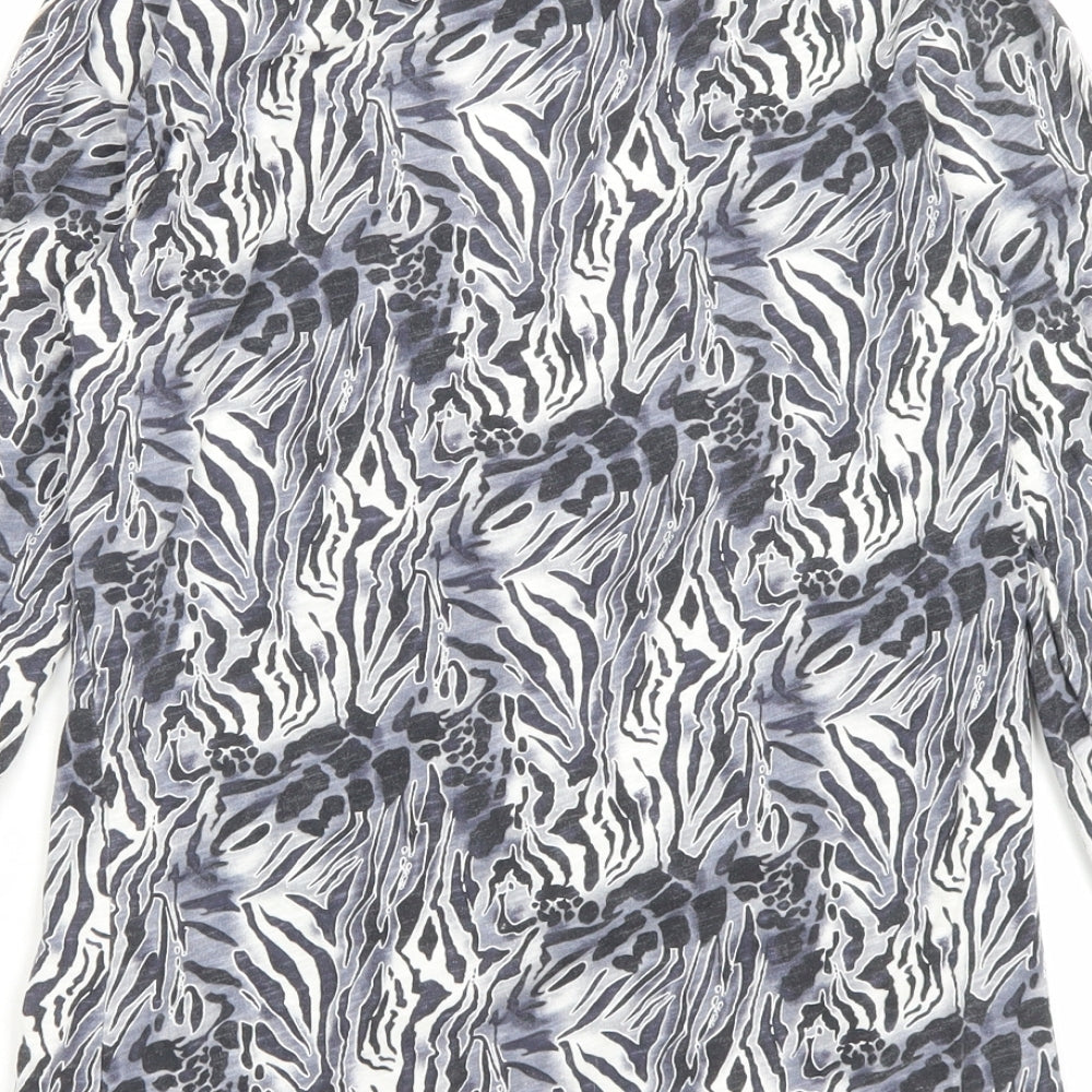 Atmosphere Womens Green Animal Print Cotton Basic T-Shirt Size 14 Scoop Neck