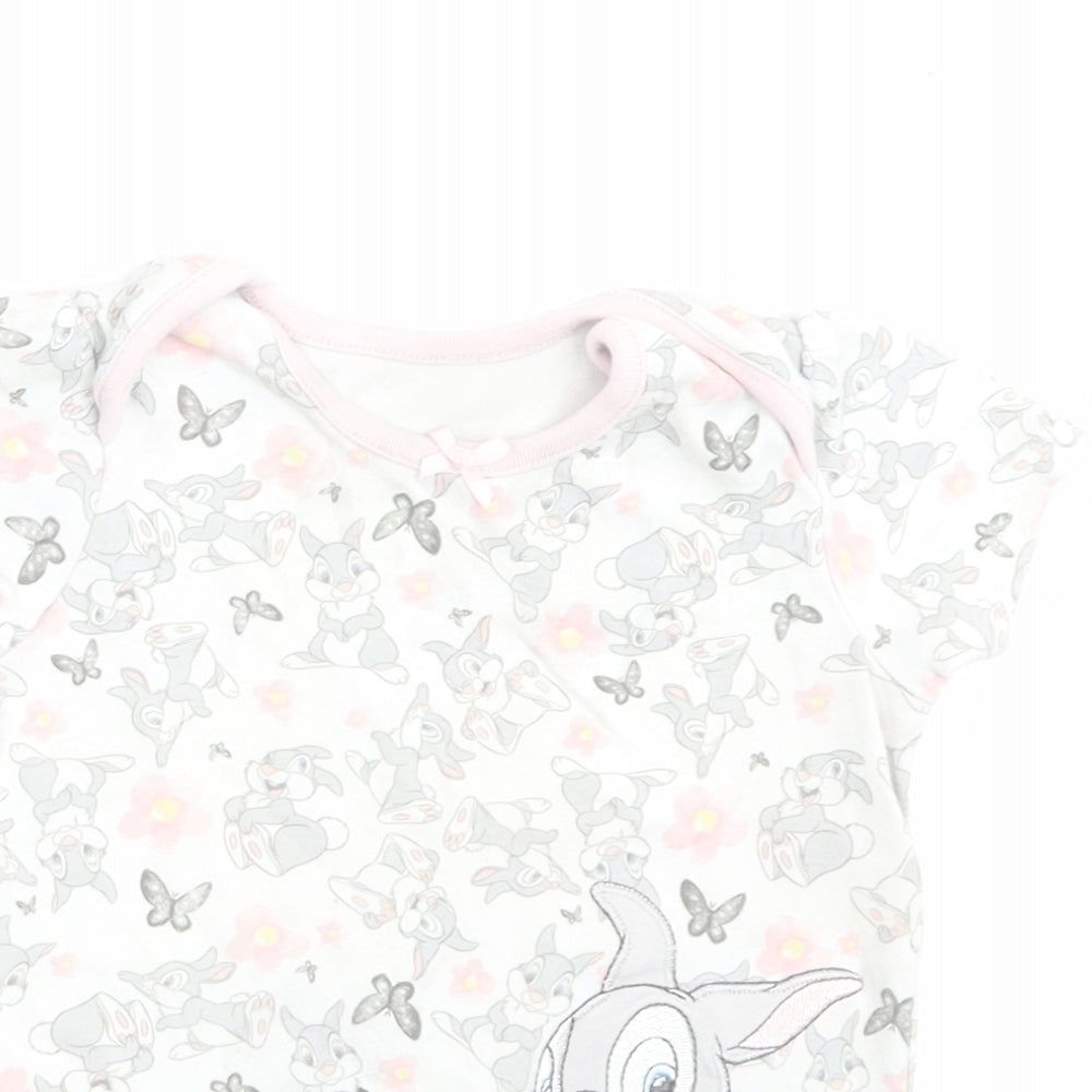 Nutmeg Girls Grey Geometric Cotton Basic T-Shirt Size 2-3 Years Crew Neck Pullover - Bunny