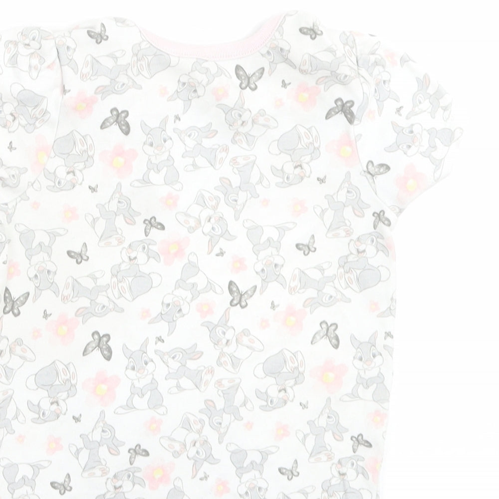 Nutmeg Girls Grey Geometric Cotton Basic T-Shirt Size 2-3 Years Crew Neck Pullover - Bunny