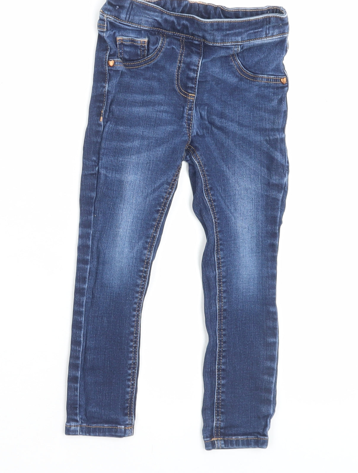 NEXT Girls Blue Cotton Skinny Jeans Size 2-3 Years Regular Pullover