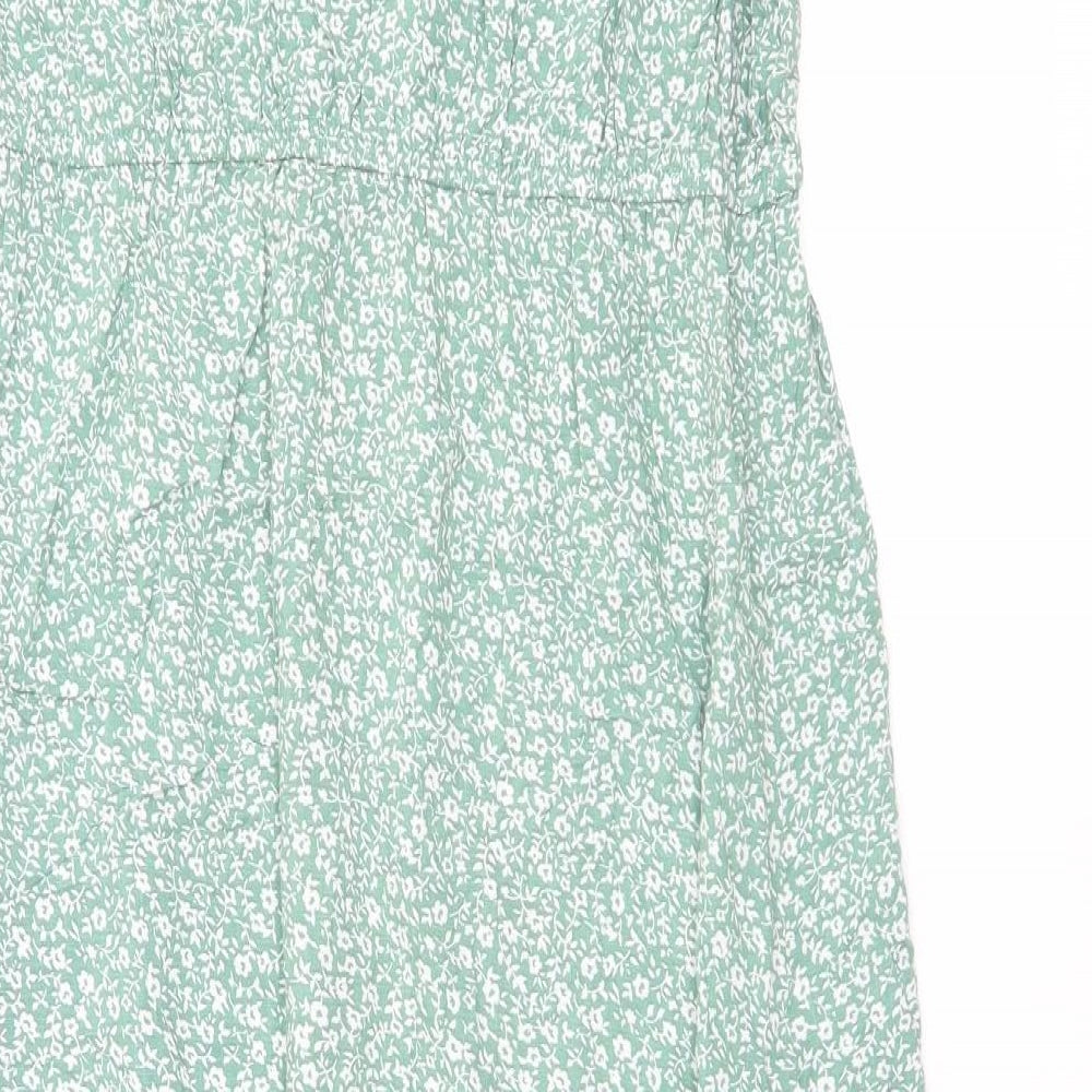 George Womens Green Floral Viscose A-Line Size 14 Off the Shoulder Pullover