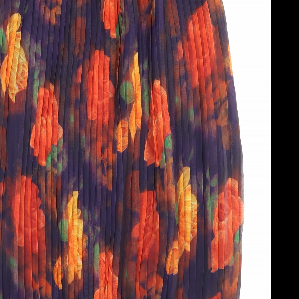 Expressions Womens Multicoloured Floral Polyester A-Line Skirt Size 12