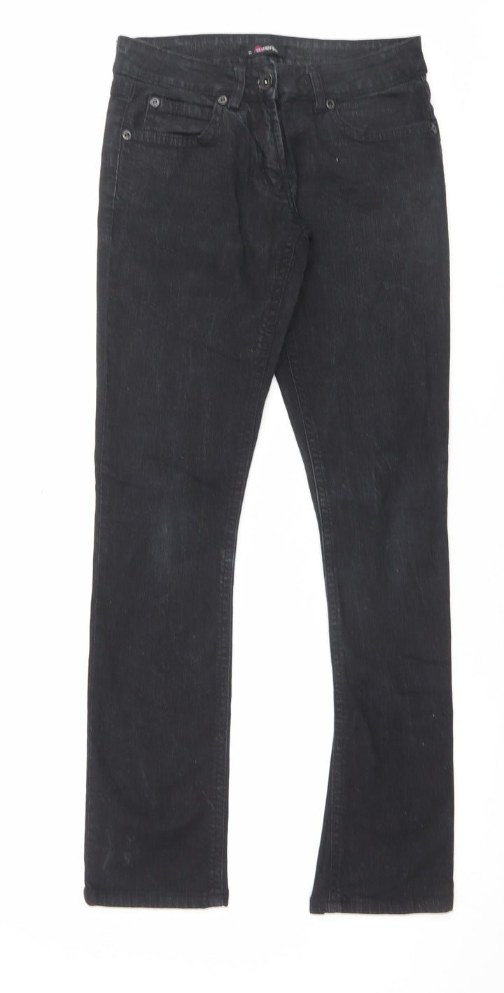Falmer Womens Black Cotton Straight Jeans Size 10 L31 in Regular Button