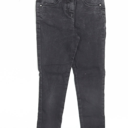 Matalan Girls Black Cotton Skinny Jeans Size 8 Years Regular Button