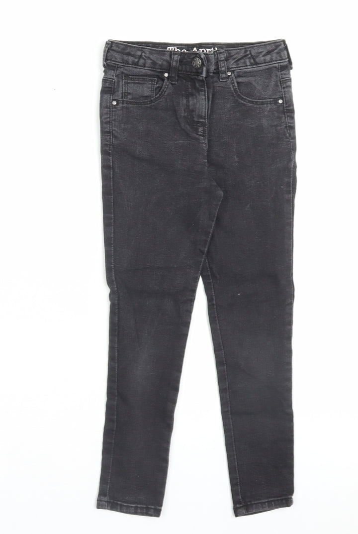 Matalan Girls Black Cotton Skinny Jeans Size 8 Years Regular Button