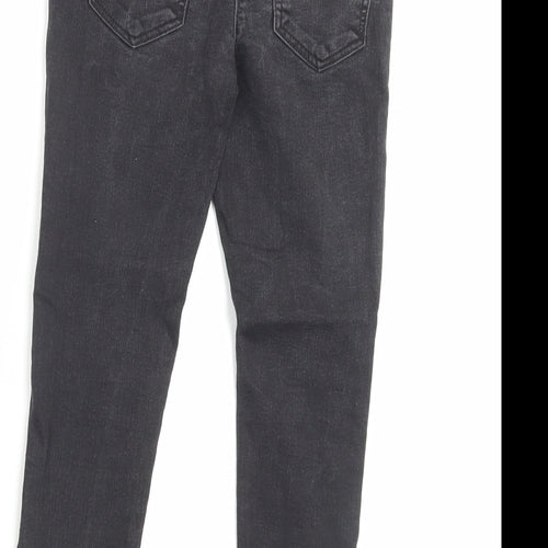 Matalan Girls Black Cotton Skinny Jeans Size 8 Years Regular Button
