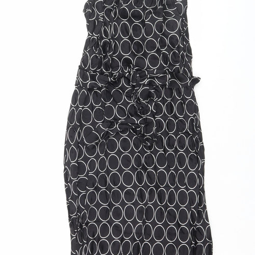 NEXT Womens Black Geometric Polyester A-Line Size 10 Halter Tie