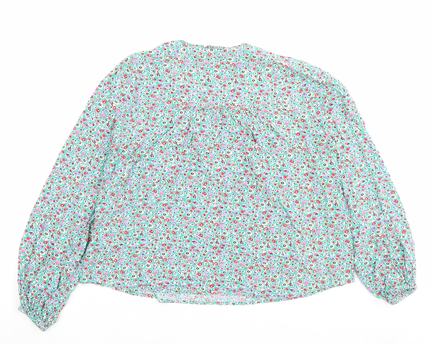 Marks and Spencer Womens Multicoloured Floral Viscose Basic Blouse Size 10 V-Neck