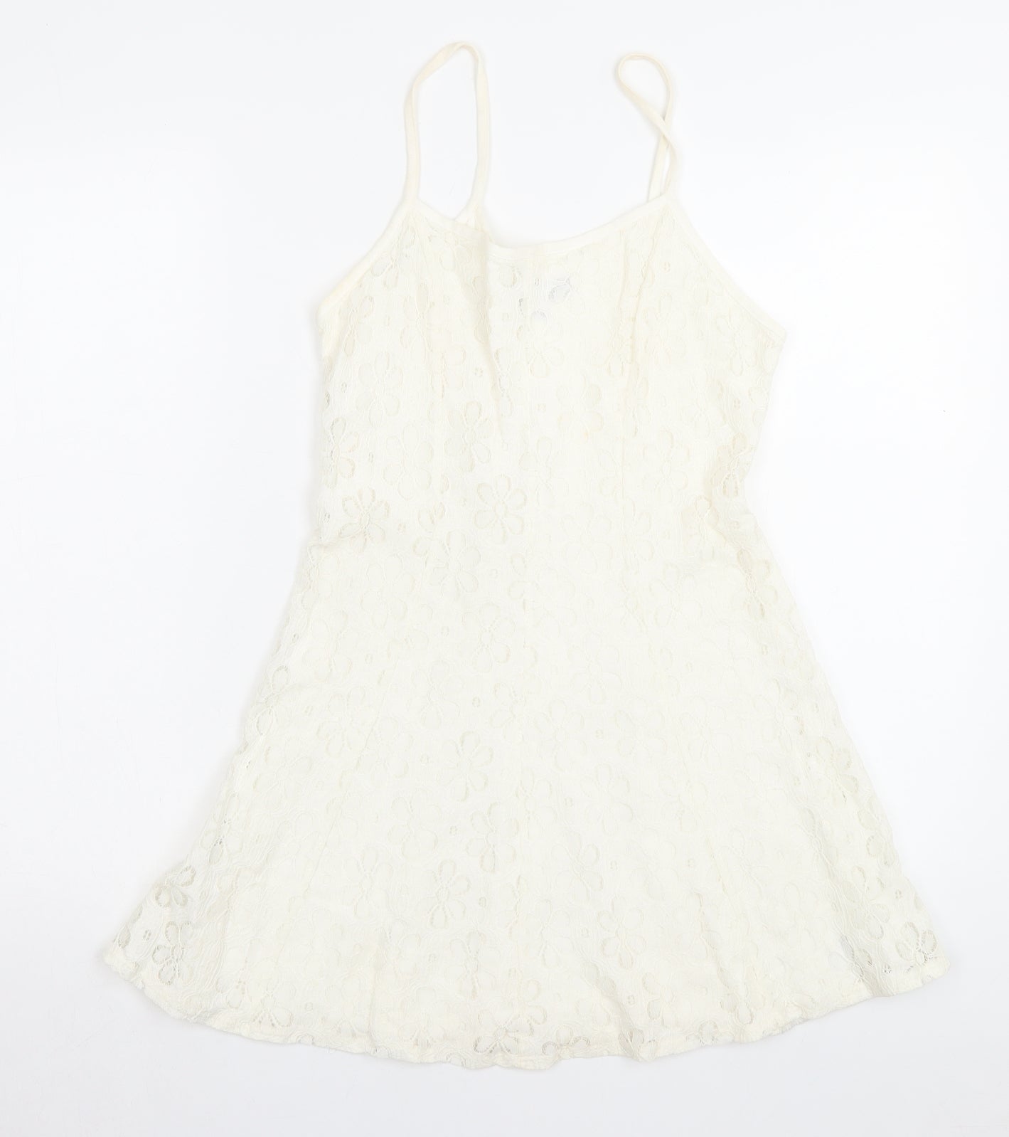 Topshop Womens Ivory Floral Cotton A-Line Size 8 Scoop Neck Pullover