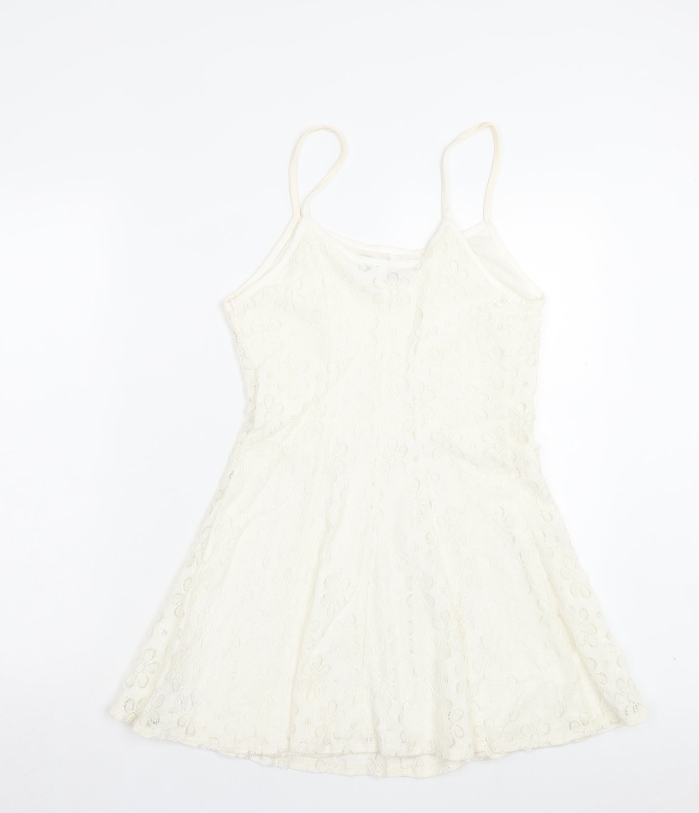 Topshop Womens Ivory Floral Cotton A-Line Size 8 Scoop Neck Pullover