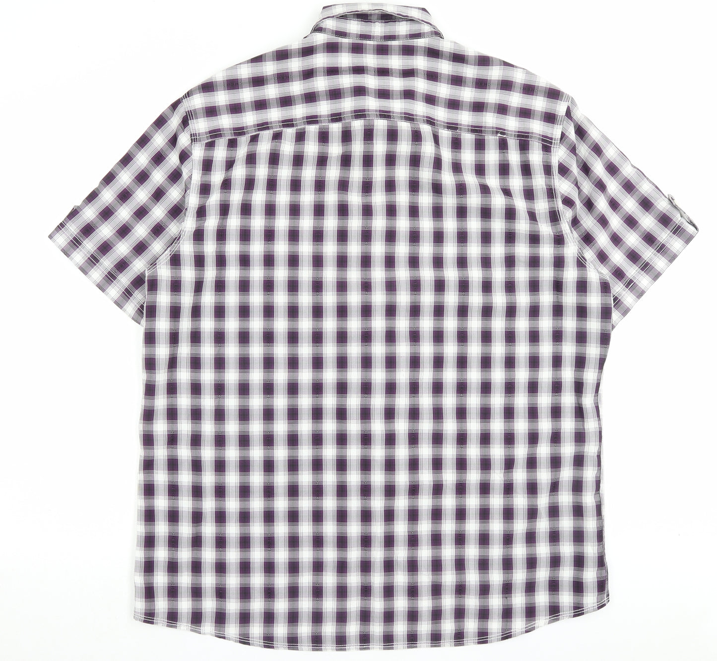 NEXT Mens Purple Plaid Polyester Button-Up Size XL Collared Button - Pocket Detail