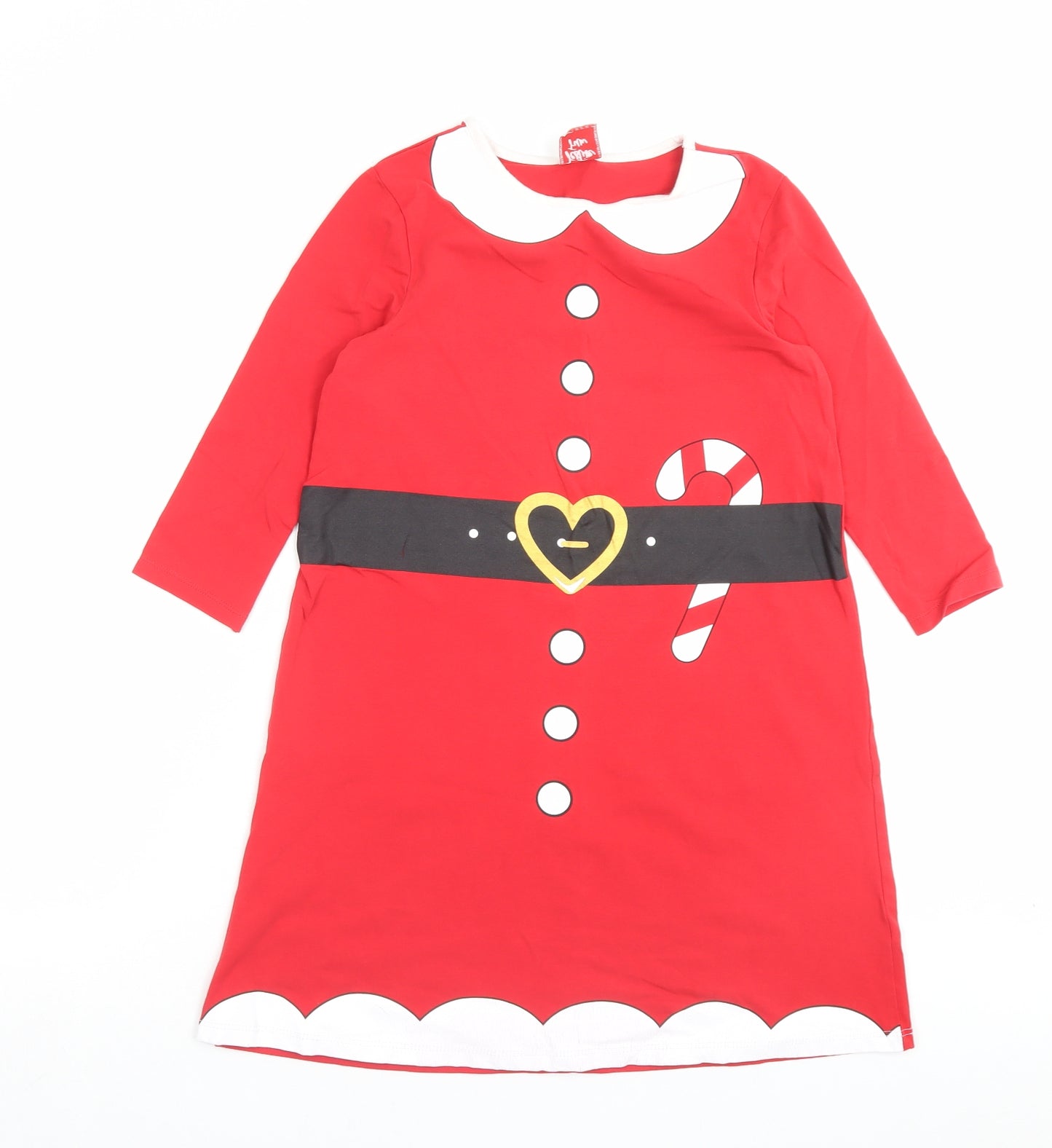 George Girls Red Cotton A-Line Size 10-11 Years Crew Neck Pullover - Christmas