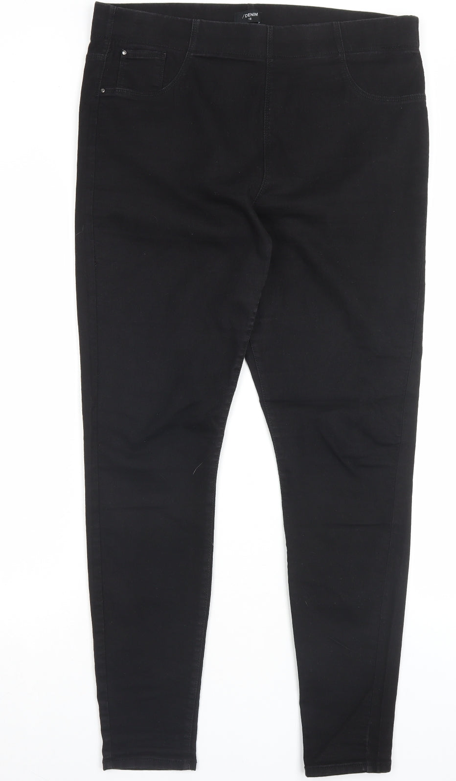 Matalan Womens Black Cotton Jegging Trousers Size 16 L30 in Regular