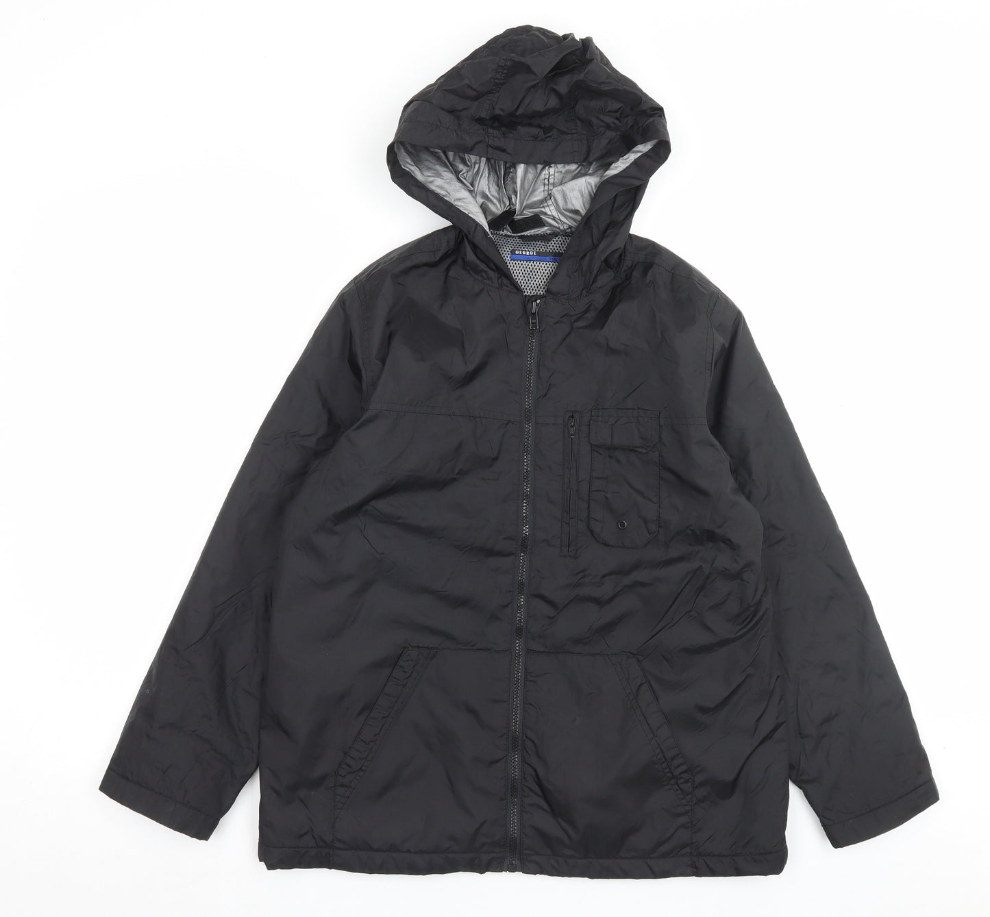 George Boys Black Jacket Coat Size 12-13 Years Zip