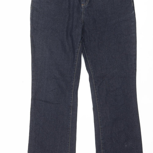 Per Una Womens Blue Cotton Straight Jeans Size 12 L29 in Regular Button