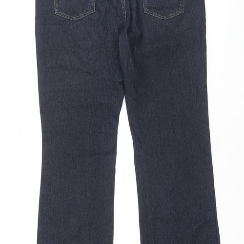 Per Una Womens Blue Cotton Straight Jeans Size 12 L29 in Regular Button