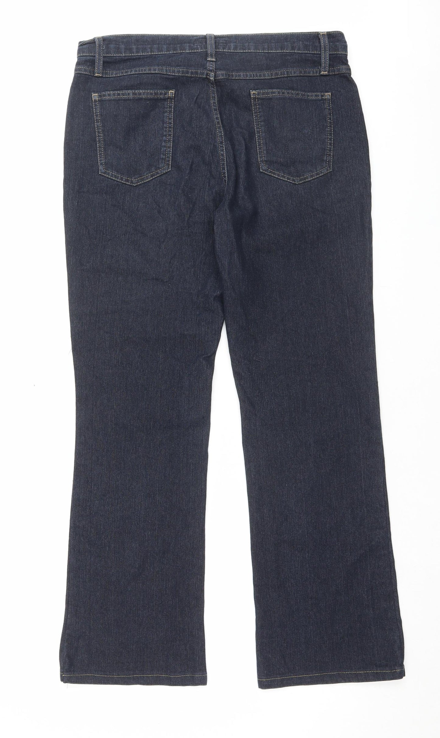 Per Una Womens Blue Cotton Straight Jeans Size 12 L29 in Regular Button