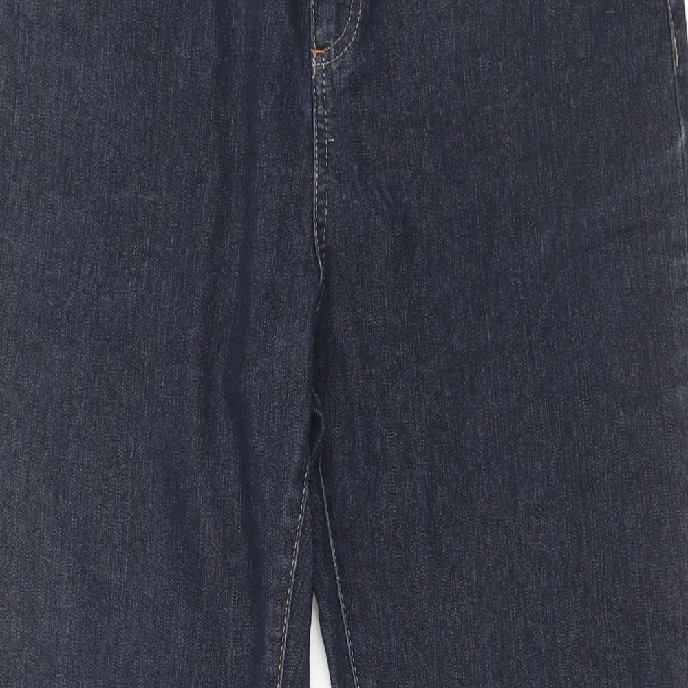 Per Una Womens Blue Cotton Straight Jeans Size 12 L29 in Regular Button
