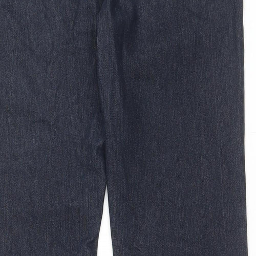 Per Una Womens Blue Cotton Straight Jeans Size 12 L29 in Regular Button