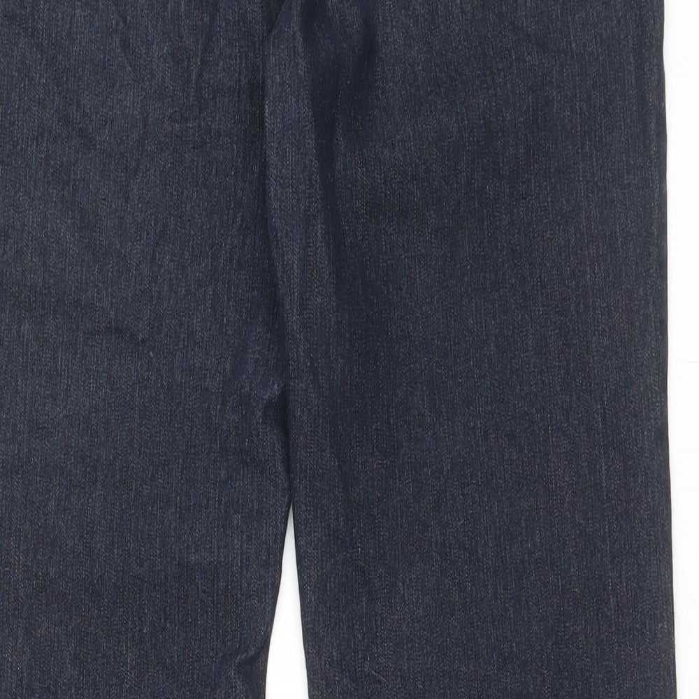 Per Una Womens Blue Cotton Straight Jeans Size 12 L29 in Regular Button