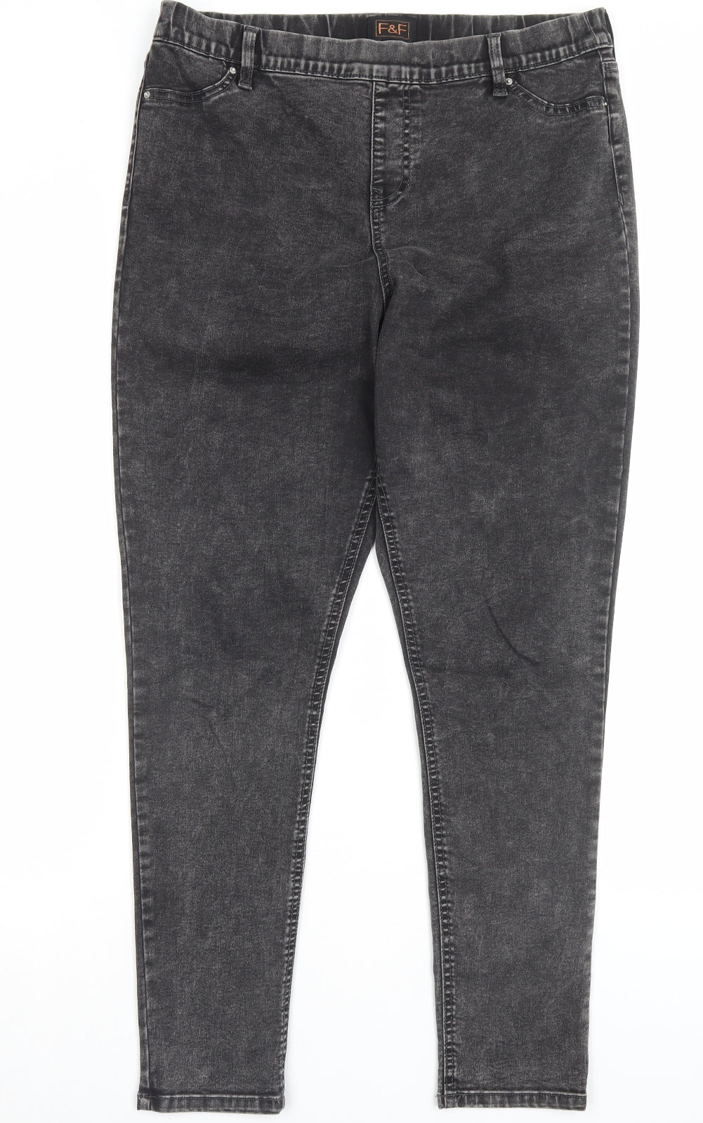 F&F Womens Grey Cotton Jegging Trousers Size 16 L29 in Regular