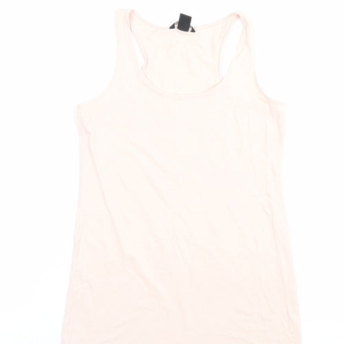 H&M Womens Pink Cotton Basic Tank Size M Scoop Neck - Lace Detail