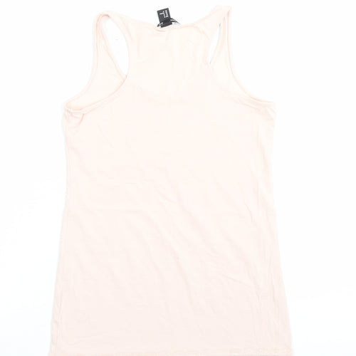 H&M Womens Pink Cotton Basic Tank Size M Scoop Neck - Lace Detail