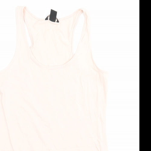H&M Womens Pink Cotton Basic Tank Size M Scoop Neck - Lace Detail