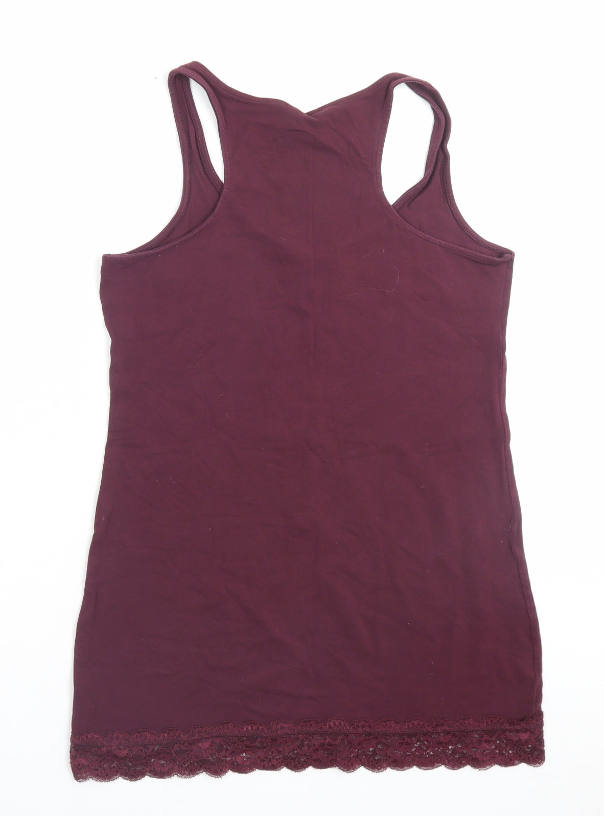 H&M Womens Pink Cotton Basic Tank Size M Scoop Neck - Lace Detail