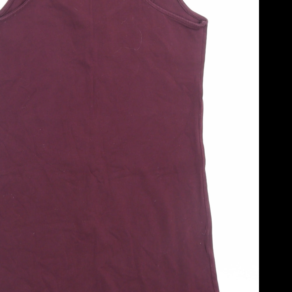 H&M Womens Pink Cotton Basic Tank Size M Scoop Neck - Lace Detail
