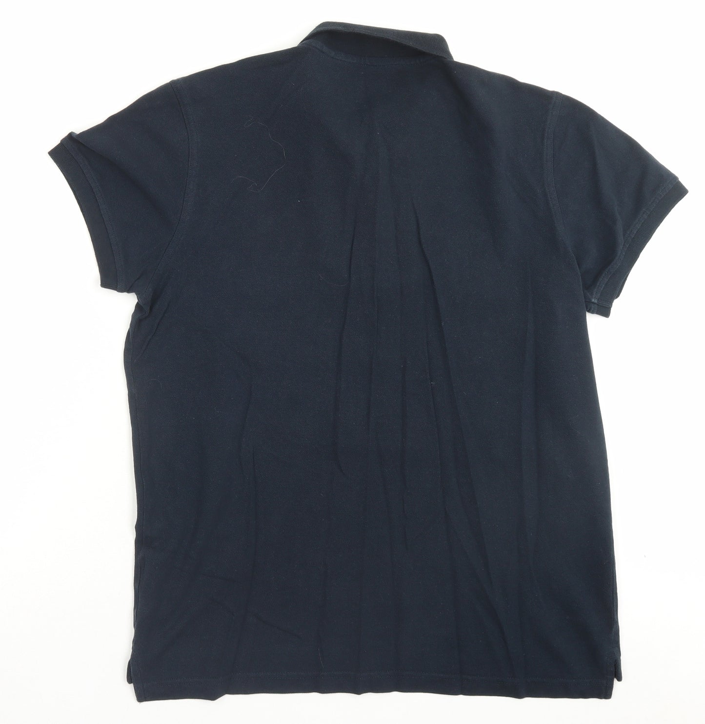 Matalan Mens Blue Cotton Polo Size M Collared Button
